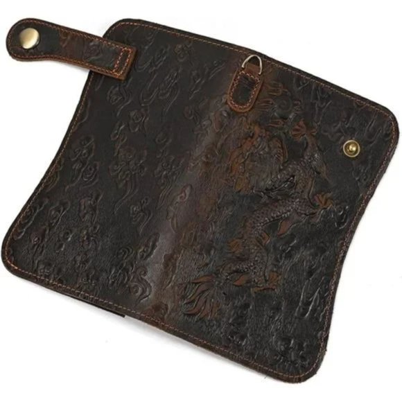 New Men's Genuine Leather Long Wallet Chain Wallet Card holder Wallet - Picture 7 of 8